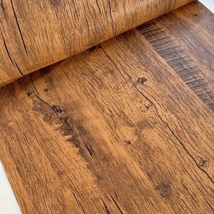 Papier peint imitation bois moderne résistant à l'eau et aux moisissures pour décoration intérieure comptoirs armoires et murs