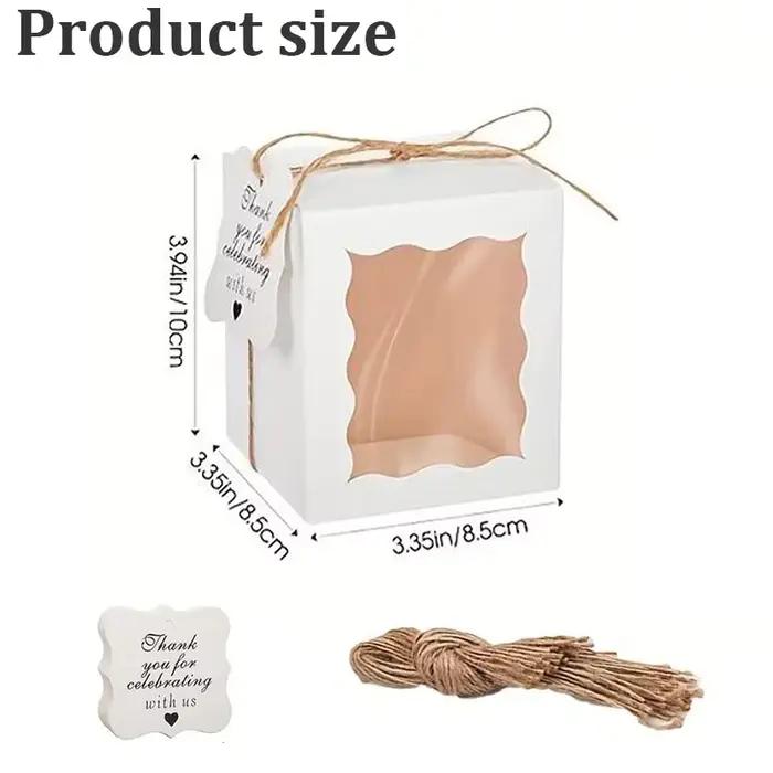 Boîte-cadeau de bougie 5/10/20 pièces avec fenêtre transparente avec étiquette et ficelle pour cadeau de fête