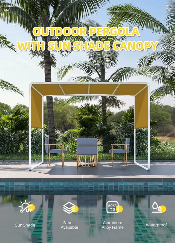 Pergola, Alliage d'aluminium 6063-T5 haute résistance, 3x3x2,2m, Gazebo, Protection UV, Auvent Sunbrella, Pavillon pour jardin, terrasse