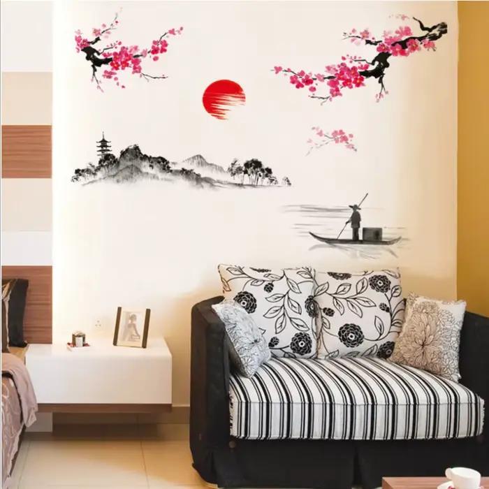 Autocollants muraux Sakura en PVC pour la décoration de maison, nouveau classique, stickers muraux pour salon chambre bureau occasions spéciales