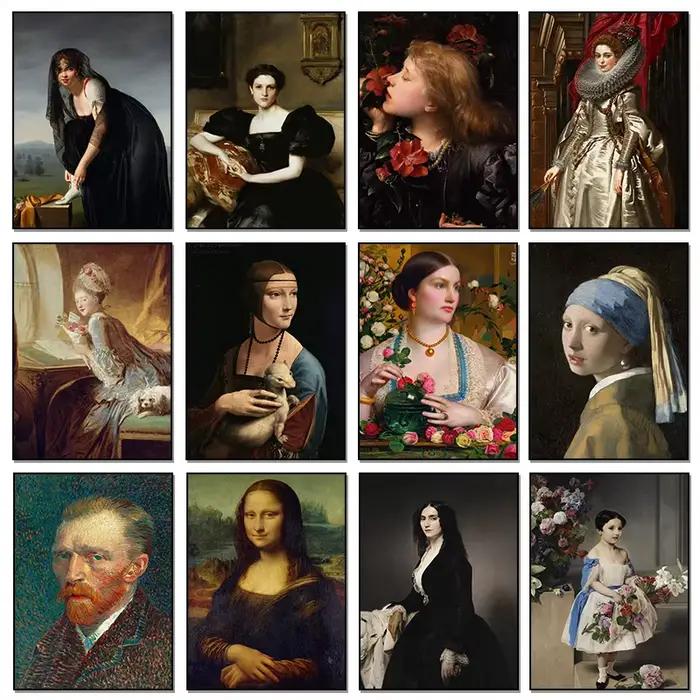 Affiche de Portrait de figurine célèbre Vintage Van Gogh Mona Lisa
