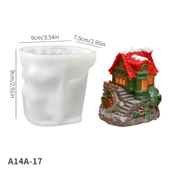 Moule à bougie de maison de Noël en silicone, bricolage paysage miniature chalet décoration de maison ornement bougie décorative plâtre pour usage personnel et cadeau