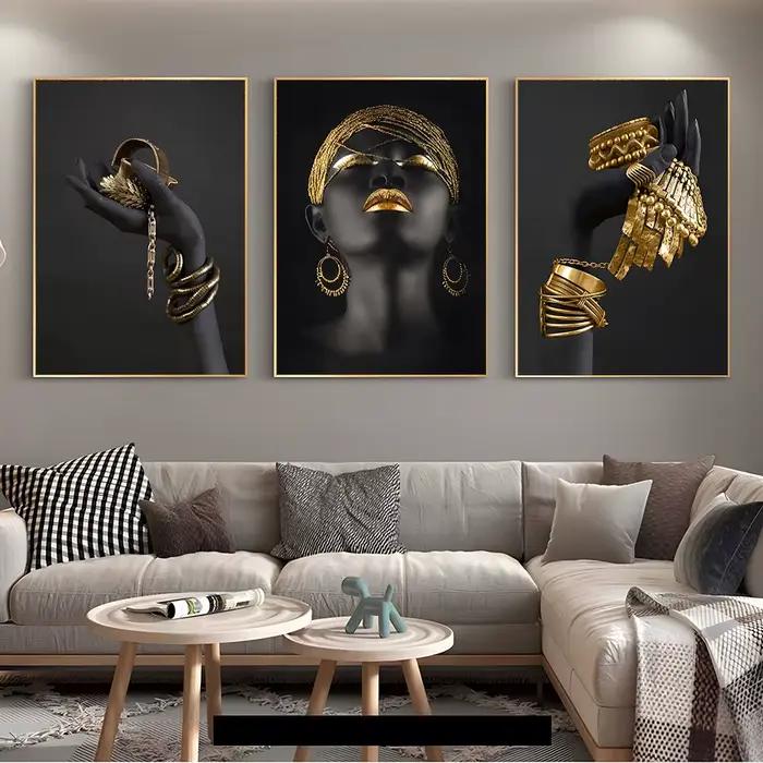 Peinture sur toile de fond d'art mural de femme africaine