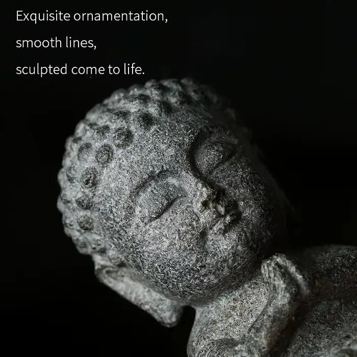 Mini statue de Bouddha en pierre naturelle sculptée à la main