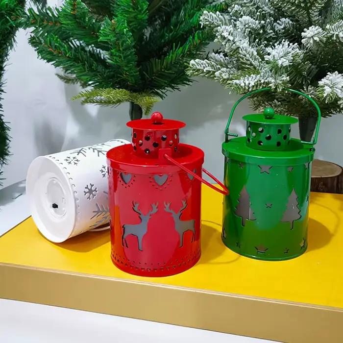 Lanternes de Noël vintage avec lumière LED, décorations de Noël, décoration festive pour la maison, lanternes de Noël