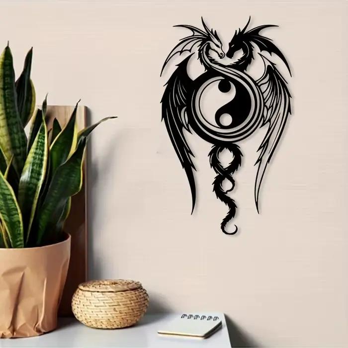 Décoration murale en métal dragon yin yang pour salle de méditation zen ambiance élégante à offrir