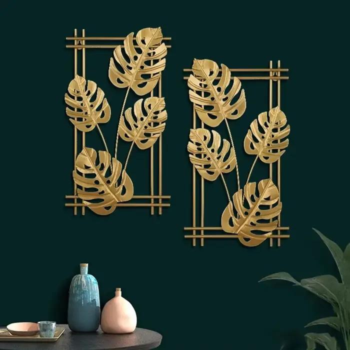 Métal Ginkgo Feuille Tenture Murale Décor Plante Palmier Feuilles D'érable Pendentif Ornement pour Salon Chambre Décoration de La Maison