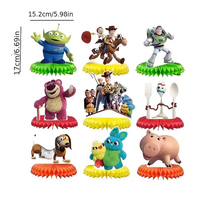 9 pièces de décorations DIY sur le thème de Toy Story pour fêtes et vacances, fournitures de décoration pour anniversaires et fêtes de famille, ornements de bureau