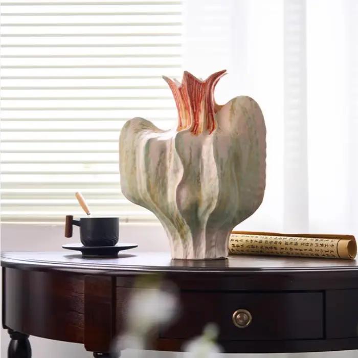 Vase en céramique peint à la main, vase à fleurs coloré, accessoires pour arrangements floraux, pot pliable abstrait, accessoires de décoration pour la maison