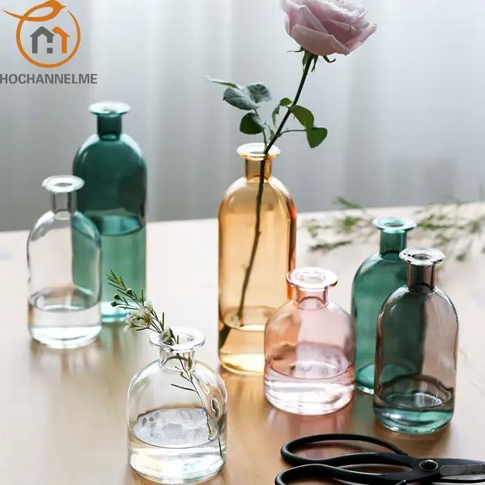Vase en verre Transparent pour fleurs séchées, Style nordique Ins, accessoires de décoration pour la maison