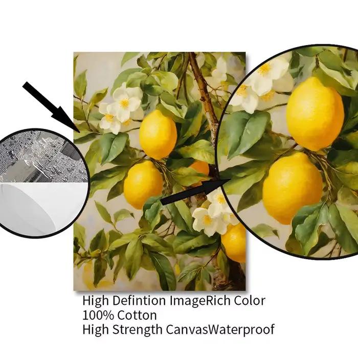Affiche de peinture sur toile de citron, pomme, nature morte, impression de fruits vintage, melon en botanique, art mural de cuisine, photo, décoration d'intérieur moderne abstraite
