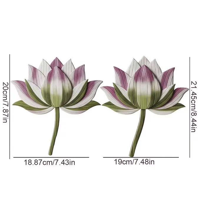 2 pièces Décoration murale en bois de fleur de lotus naturelle