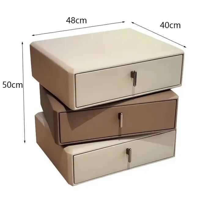 Table de chevet de luxe en bois de pin moderne avec surface en cuir pour chambre à coucher minimalistes occasions spéciales