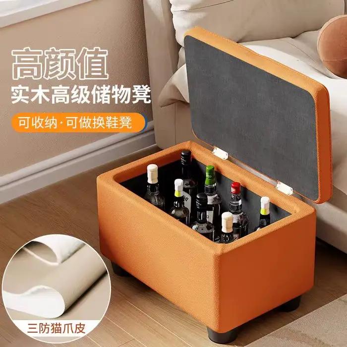 Pouf de rangement - Canapé organisateur rembourré avec compartiment caché pour salon