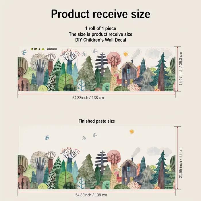 Autocollant Mural à Motif de Forêt et de Verdure en Aquarelle