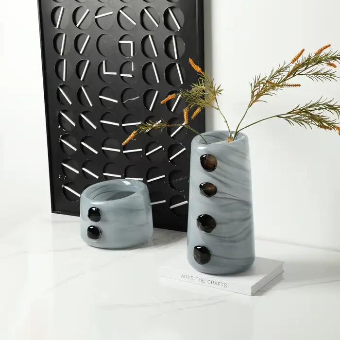 Vase en verre créatif avec relief de galets, vase à fleurs, accessoires pour arrangements floraux, terrarium, accessoires de décoration pour la maison