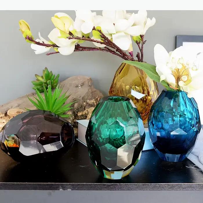 Vase en verre couleur ambre, pots à fleurs en verre transparent, décoration de bureau, arrangement de fleurs, vases floraux, décoration esthétique de la pièce