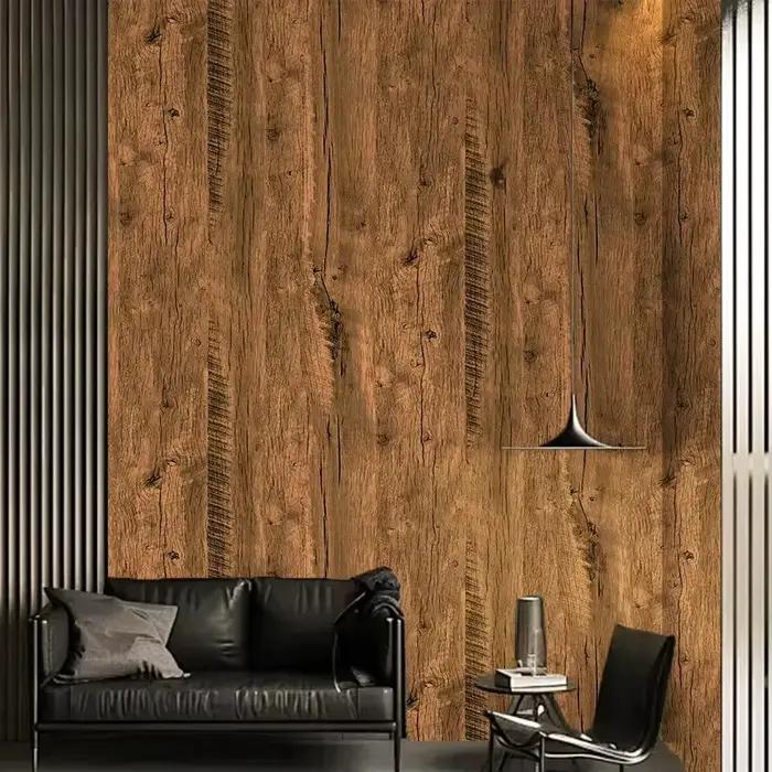 Papier peint imitation bois moderne résistant à l'eau et aux moisissures pour décoration intérieure comptoirs armoires et murs