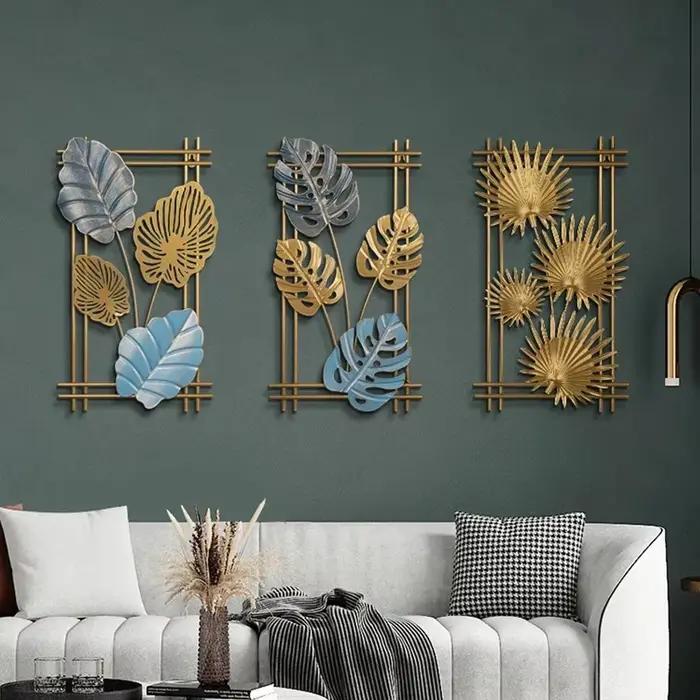 Métal Ginkgo Feuille Tenture Murale Décor Plante Palmier Feuilles D'érable Pendentif Ornement pour Salon Chambre Décoration de La Maison