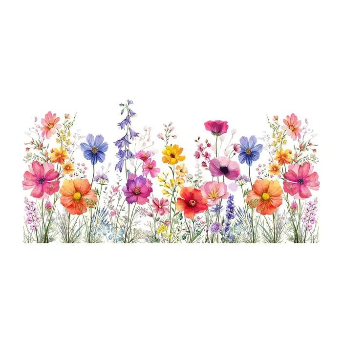 Autocollants floraux colorés pour fenêtre et mur