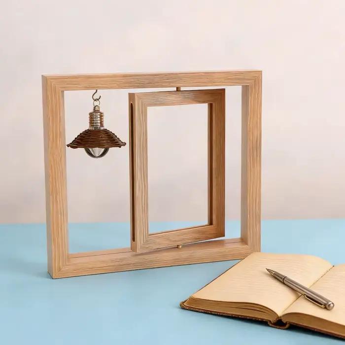 Cadre photo en bois double face rotatif