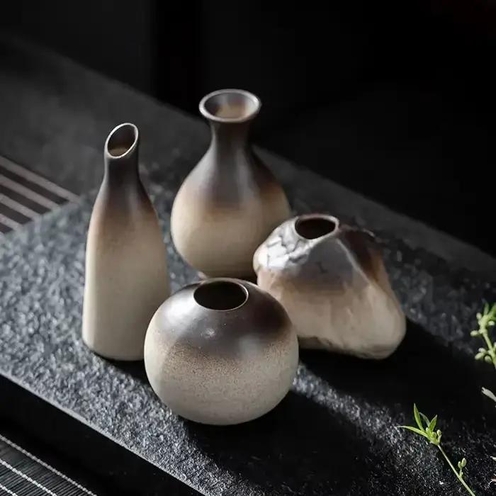 Chine poterie Mini petits Vases à fleurs traditionnel chinois Style rétro Vase en céramique salon décoration de la maison