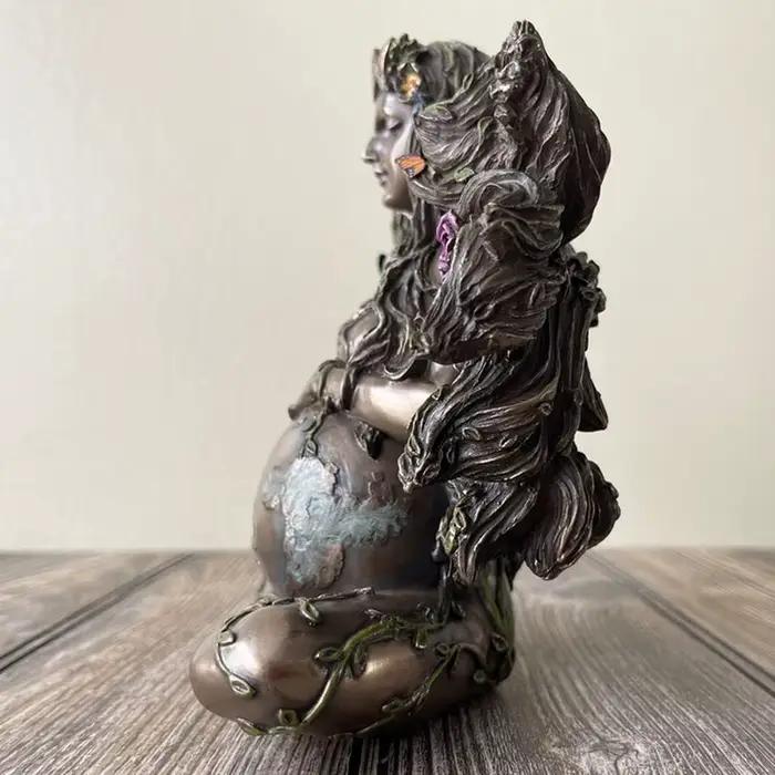 Offre spéciale mère terre Statue Gaia fée avec papillon décor mystique bouddha Figurine déesse guérison Chakra