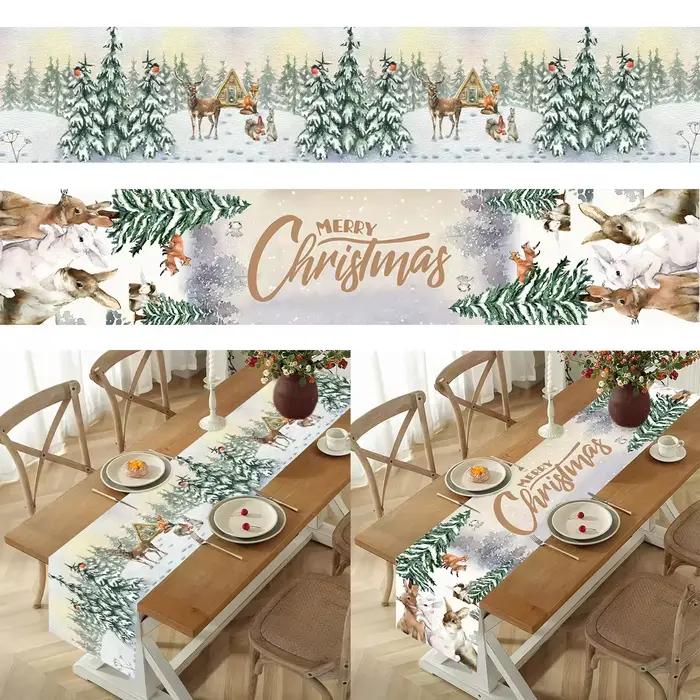 Chemin de table de Noël pour la décoration de la maison, décor de fête de Noël, ornement de joyeux Noël, bonne année, 2022, 2023