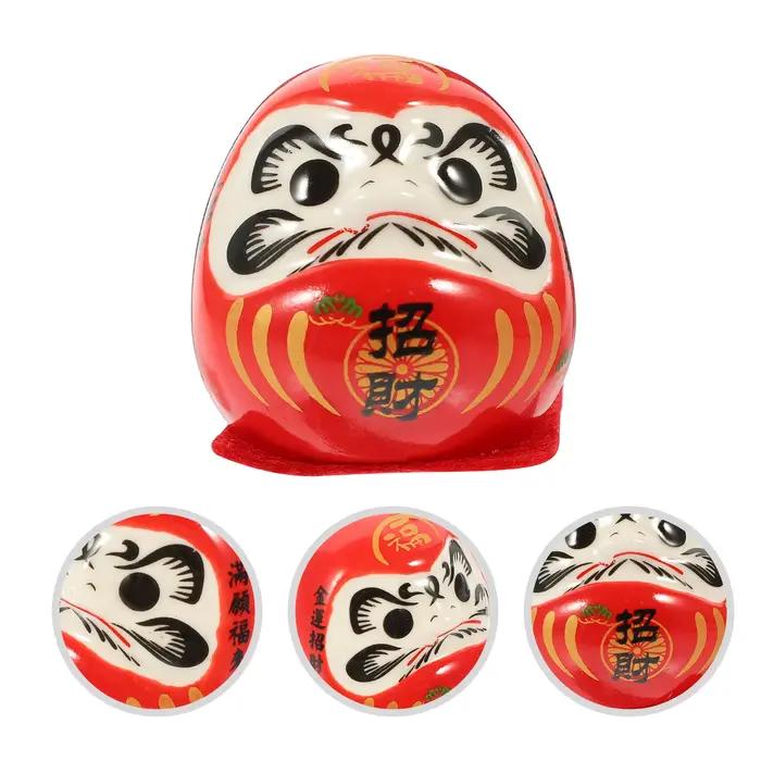 Figurine Daruma en céramique traditionnelle ornement de bureau et décoration de voiture porte-bonheur japonais pour femmes et hommes occassions spéciales