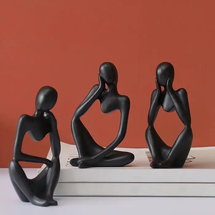 Statue abstraite de penseur, sculpture de figure, petits ornements, statue de résine, artisanat à la maison, décoration de la maison, figurine moderne, intérieur d'Auckland