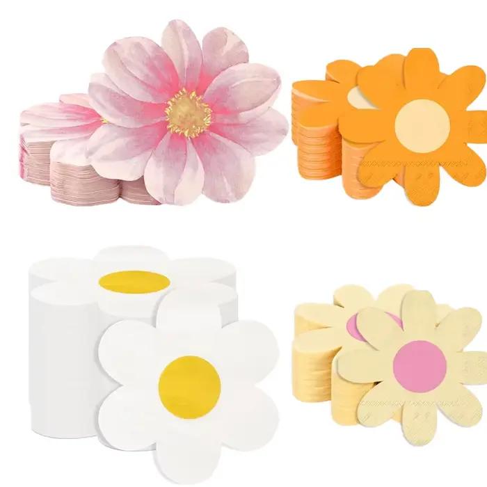 Serviettes en papier à fleurs roses
