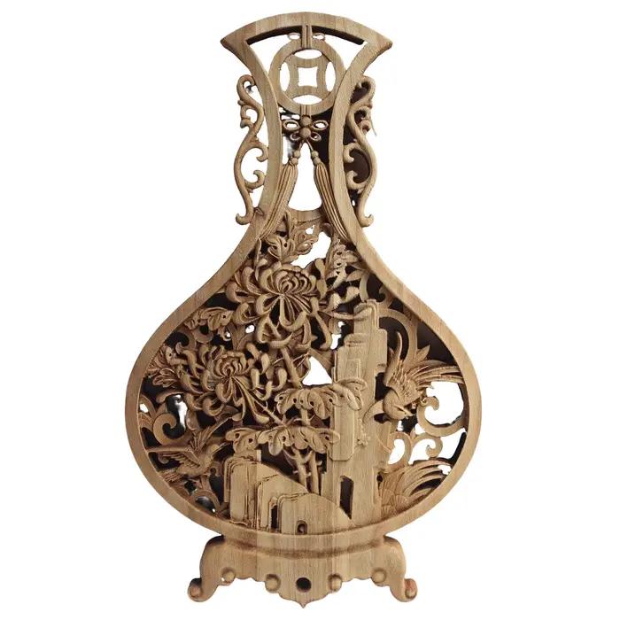 Décoration murale artisanale traditionnelle en bois de camphre sculpté motif fleurs oiseaux pruniers orchidées bambou pour la maison occasions spéciales