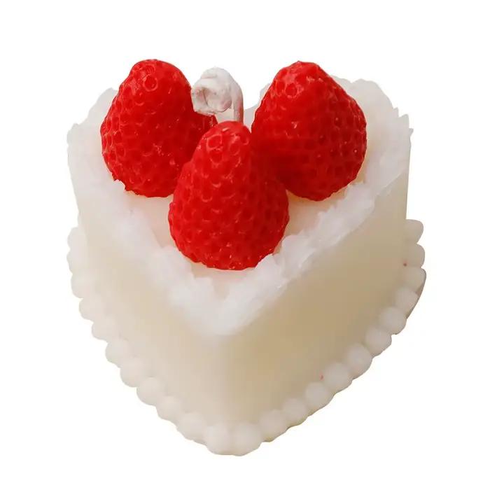 Boîte-cadeau de bougie parfumée de gâteau de crème de fraise