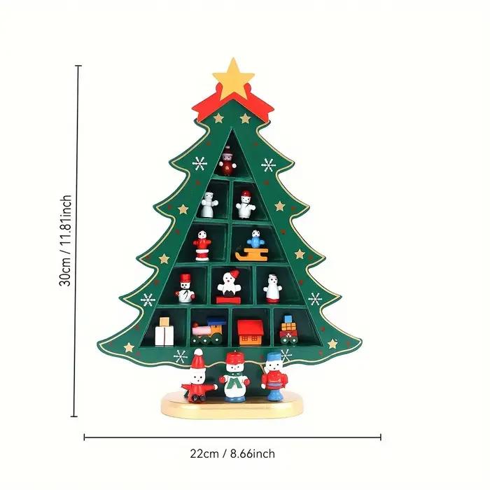 Décorations d'arbre de noël en bois 1 pièce, ornements d'arbre de noël, artisanat d'arbre de noël avec bases, décorations de noël, cadeaux