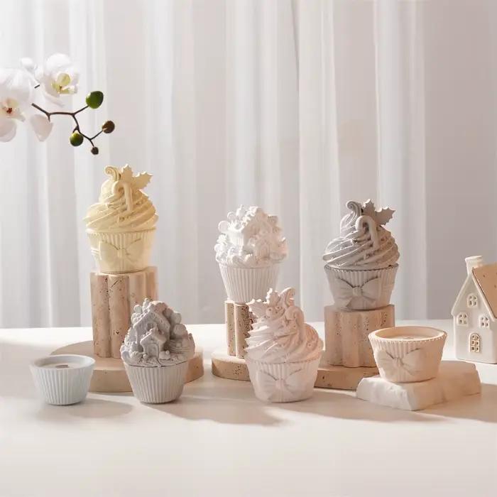 Pot de jardinière en plâtre, moule en Silicone, bougeoir avec couvercle, Pot de bougie en béton, conteneur de récipient, moule, décoration de la maison, bricolage