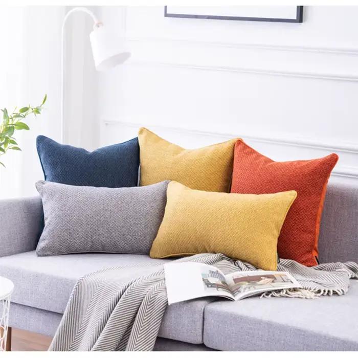Juste de coussin en lin de coton monochrome nordique