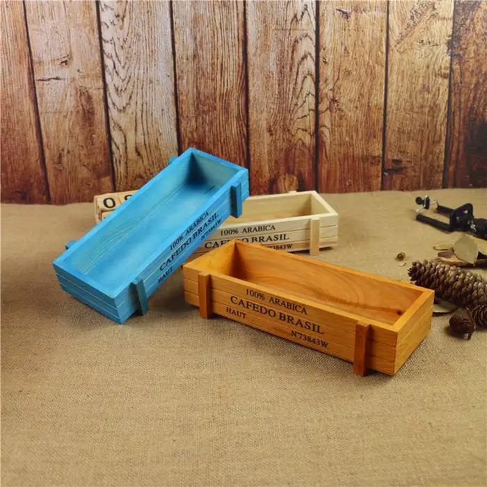 Vase rectangulaire en bois pour décoration de jardin