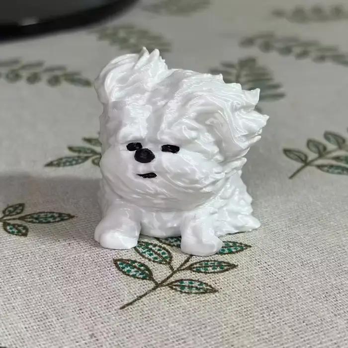 Statue de chiot de style croquis minimaliste | Adorables lignes soufflées au vent et en désordre