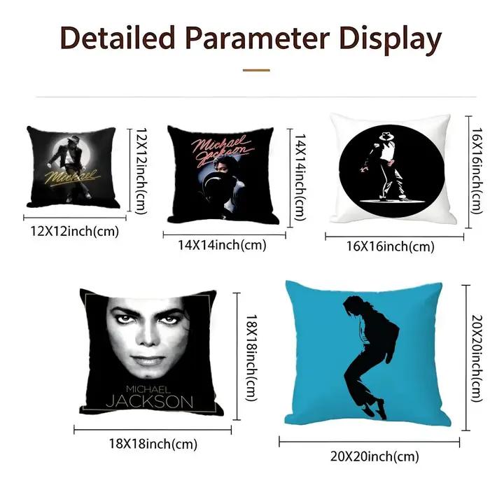 Singer - Michael Jackson Housse de coussin, ensemble de 4 pièces, 50x50, 45x45, 40x40, taie d'oreiller décorative pour canapé, décoration de la maison