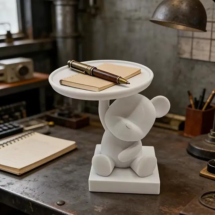 1PC Cute Bear Trinket Dish – Petit organisateur de rangement multifonctionnel pour bureau