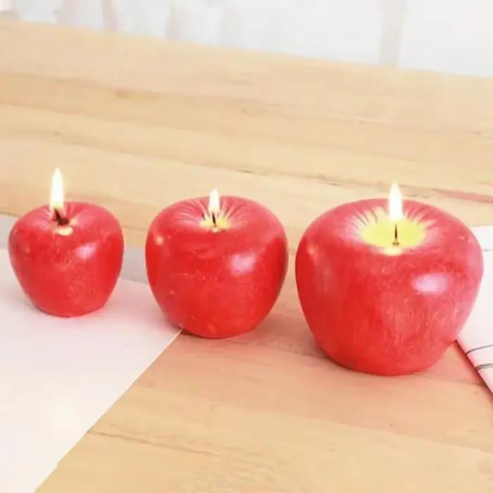 Lampe à bougie en forme de pomme rouge pour décoration de maison et événements festifs, lampe aromathérapie à flamme colorée pour intérieur et cadeaux spéciaux