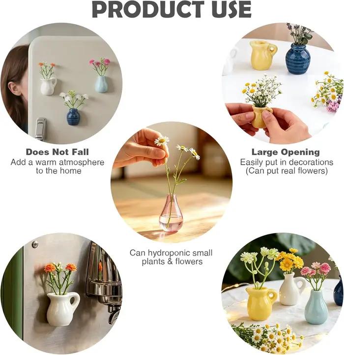 Mini Vases Magnétiques en Céramique pour Réfrigérateur