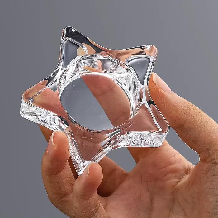 Bougeoir en verre cristal pentagramme, style romantique rétro, transparent, ornement de table, centre de table, décoration de mariage