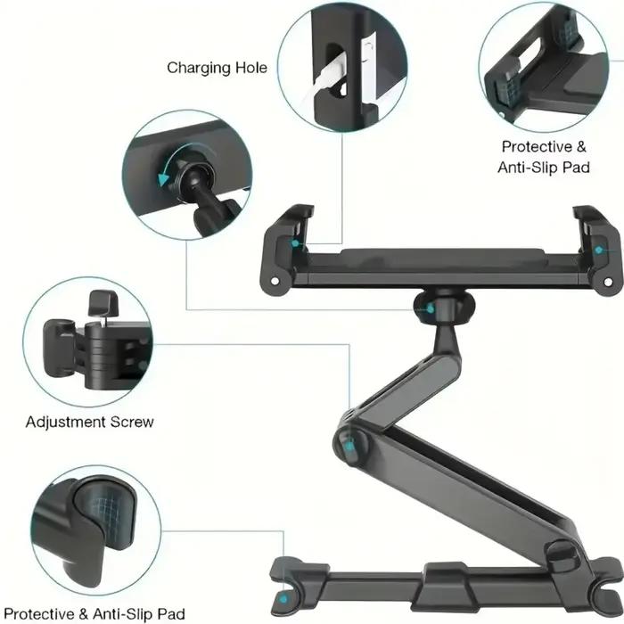 Support de tablette de voiture, support de tablette pour appui-tête, berceau Compatible avec les appareils pour IPad Air Mini, autres cellules de 4.7 à 12.9 pouces