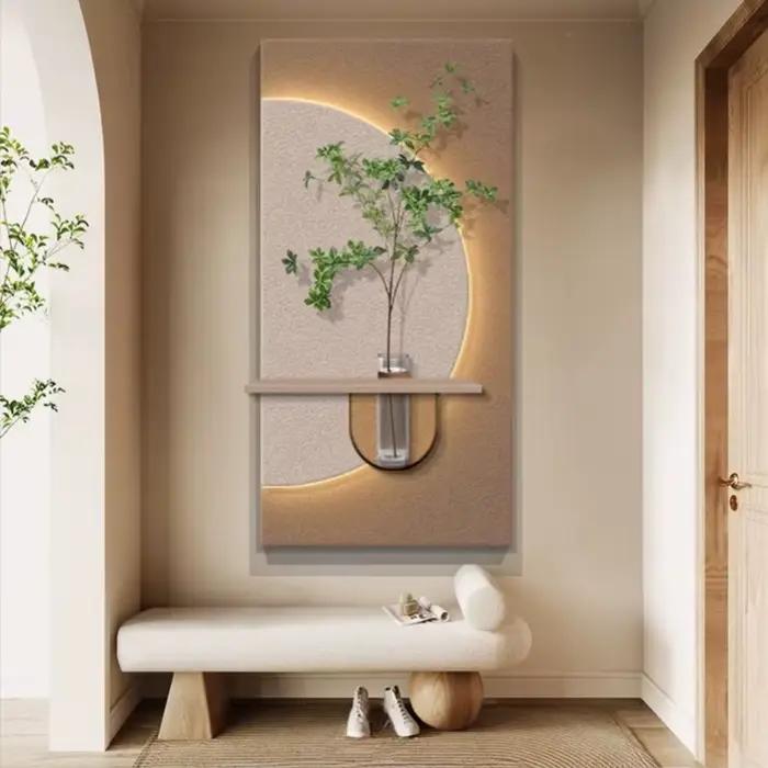 Décoration d'entrée mur LED lampe plante verte couloir couloir moderne suspendu peinture haut de gamme salon créer une lumière murale