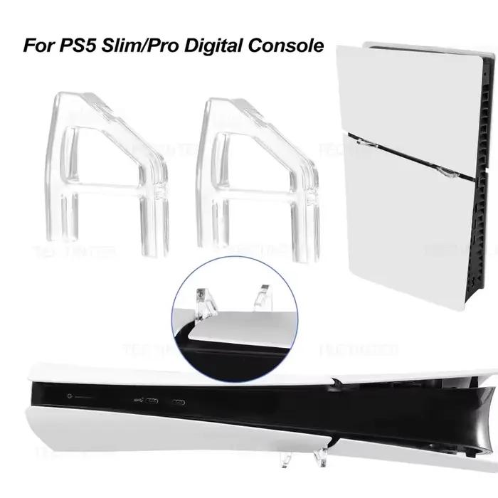 Support horizontal pour console PS5 Slim/Pro (version disque/numérique), accessoires, support en acrylique transparent, base triangulaire pour Playstation 5