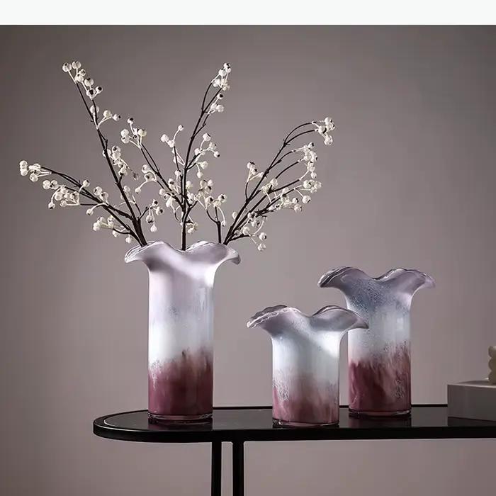 Vase en verre à bulles en forme de feuille