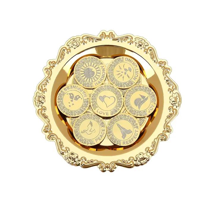 Arras de mariage personnalisés avec assiette ronde, ensemble cadeau Arras de Boda pour cérémonie de mariage, accessoires de mariage mexicains pour cérémonie