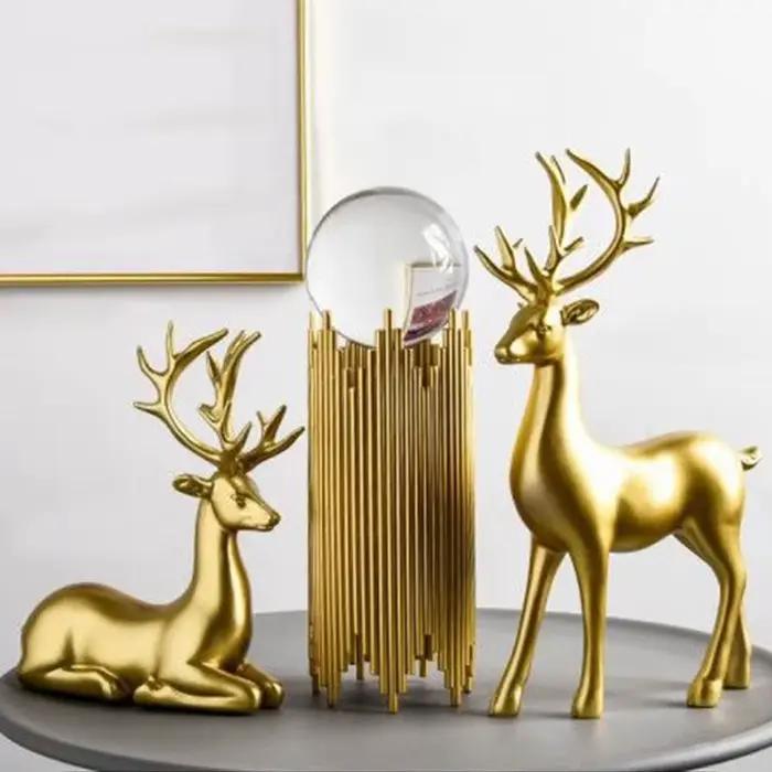 Ornement de bureau de cerf créatif, Sculpture de renne moderne et mignonne, Position assise/de pied, Statue de cerf de noël Durable