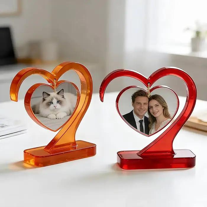 Moule en silicone en forme de cœur pour cadre photo avec base pendulaire, moule en résine époxy cristalline DIY, ornement de cadre photo DIY.